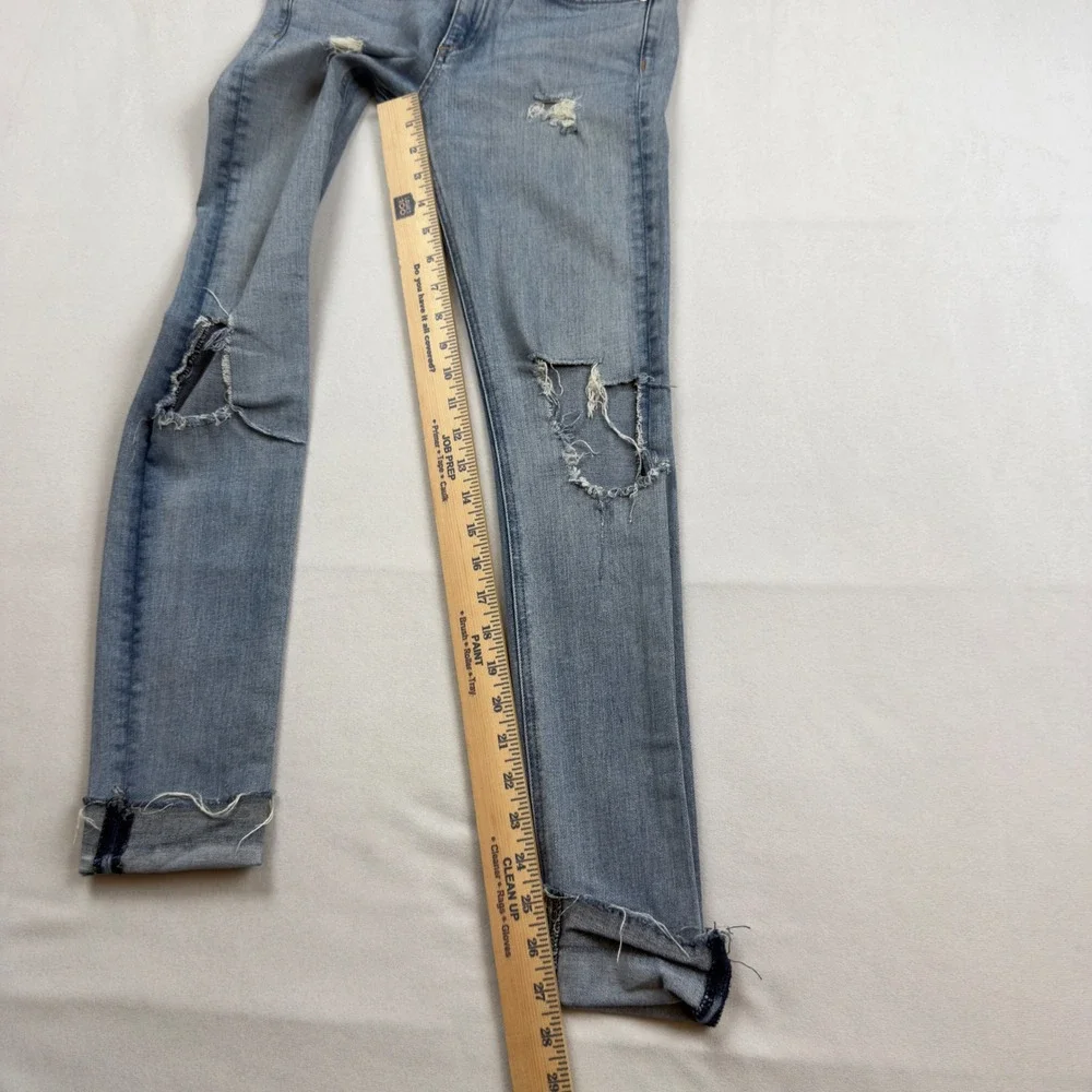Rag & Bone Bromley Skinny Distressed Jeans Light Blue W1502K520 Size 28 Raw Hem